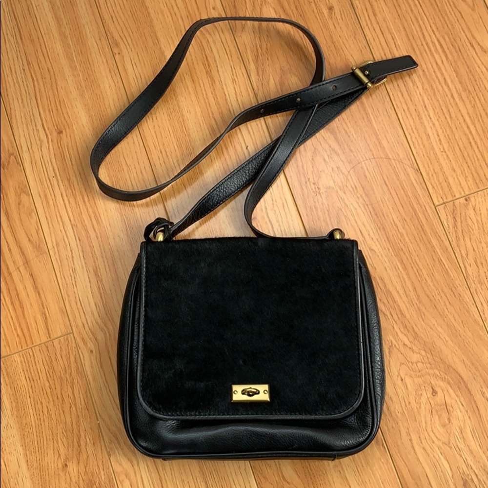 Leather & fur black Fossil small purse